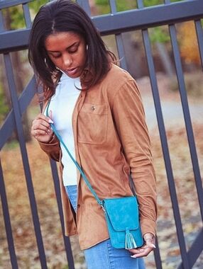 New RFID Extra Long Jade Harper K. Carroll Tassel Fringe Crossbody & Phone Case